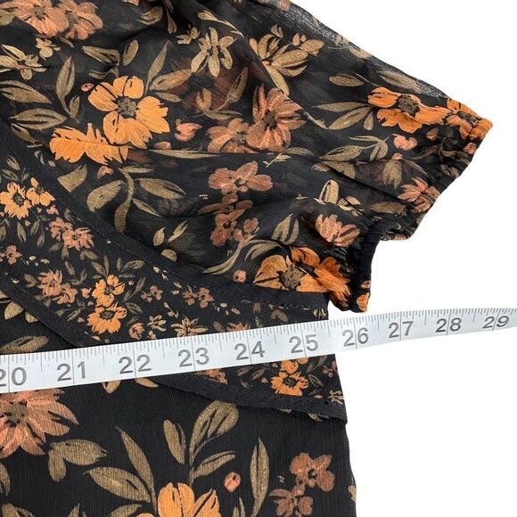 Daniel Rainn Top Womens 1X Floral Square Neck Short Sleeve Boho Peasant Cottage - Picture 11 of 12